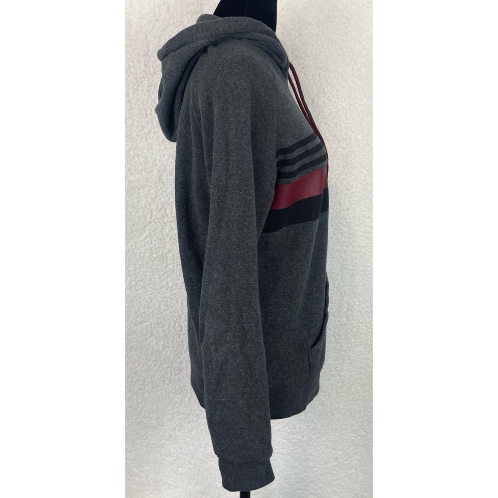Grey/Black/Maroon Striped Pullover Hoodie, M - Picture 4 of 8
